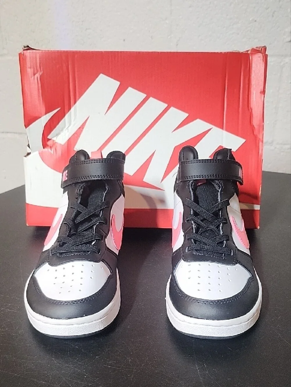 Nike Court Borough Mid 2 Black, White & Pink High-Top Sneakers